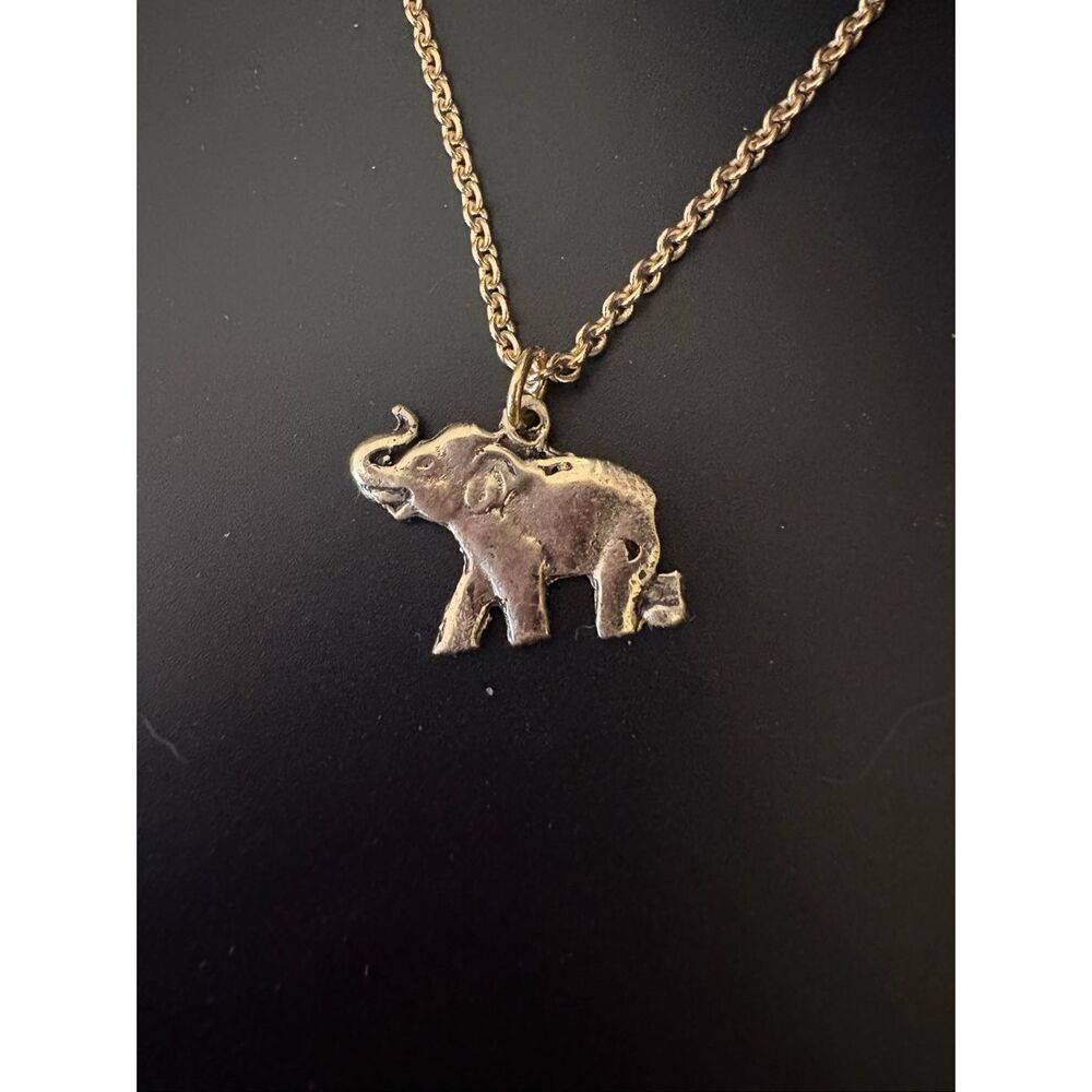 Golden Brass Elephant Pendant Necklace, NEW, 18” Chain, Handmade, Artisan